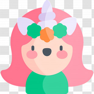 Baby Girl - Cartoon Girl With Unicorn Horn Transparent PNG