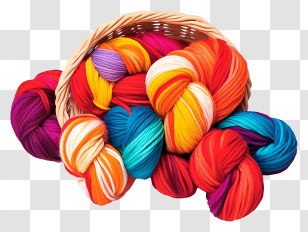 Wool Yarn - Overflowing Basket Of Colorful Yarn Transparent PNG