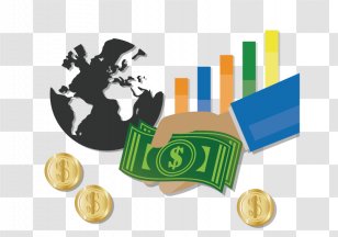 Flat Design Money - Earth And Coins Transparent PNG