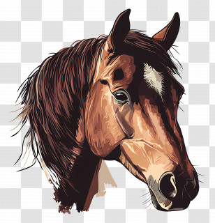Cowboy - Detailed Horse Head Illustration Artwork Transparent PNG