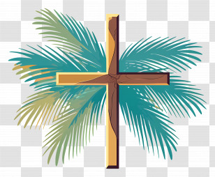 Palm Sunday - Cross With Palm Leaves For Easter Transparent PNG