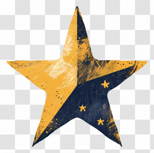 Star - Yellow And Navy Grunge Star Symbol Transparent PNG