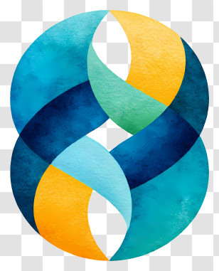 Explore Logo - Abstract Blue Yellow Loop Logo Transparent PNG
