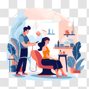 Hair Salon - Hair Salon Scene With Hairdresser And Customer Transparent PNG