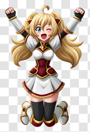 Anime Woman With Victory Pose - Cheerful Girl Jumping With Joy Transparent PNG