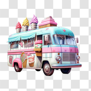 Ice Cream Truck - Colorful Ice Cream Truck For Summer Treats Transparent PNG