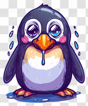 Penguin Crying - Cute Crying Penguin Cartoon Transparent PNG