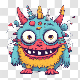 Cartoon Monster - Colorful Cartoon Monster With Quirky Features Transparent PNG