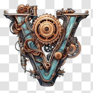 Letter V - Mechanical Steampunk Letter V Transparent PNG