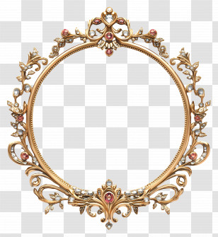Victorian Frame - Elegant Round Ornate Golden Frame Transparent PNG