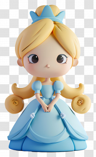 Cinderella Princess - Chibi Princess In Elegant Blue Dress Transparent PNG
