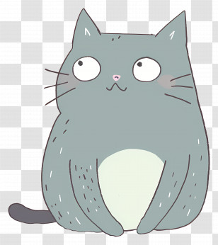 Cat - Cute Gray Cartoon Cat Transparent PNG