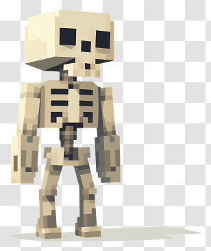 Minecraft - Pixel Skeleton In 3D Transparent PNG
