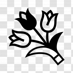 Bouquet Emoji - Black Tulip Silhouette Bouquet Transparent PNG