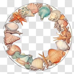 Seashell Frame - Seashell Wreath Decoration Transparent PNG