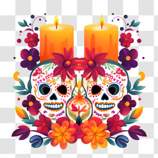 Candles
 - Colorful Day Of The Dead Decoration With Sugar Skulls Transparent PNG