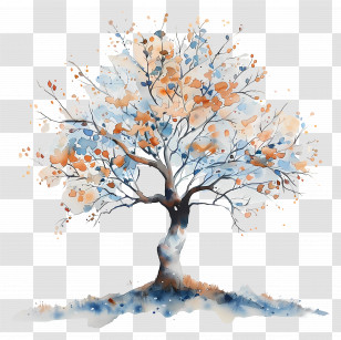 Watercolor Tree - Abstract Watercolor Tree With Warm Tones Transparent PNG