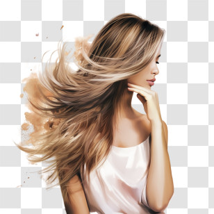 Brazilian Blowout Day - Flowing Hair Illustration Of A Woman Transparent PNG