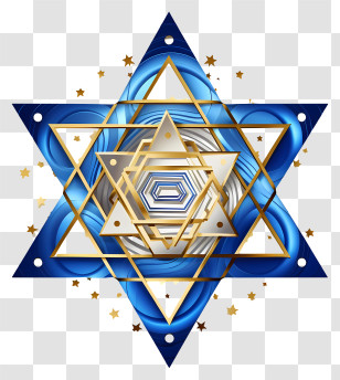 Star Of David - Decorative Golden Star With Intricate Blue Patterns Transparent PNG
