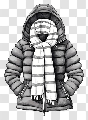 Padded Jacket - Winter Jacket With Scarf Transparent PNG