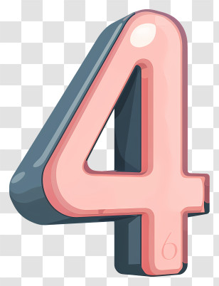 Number 4 - 3D Number Four Illustration In Pastel Colors Transparent PNG
