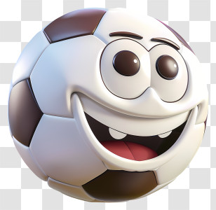 3d Cartoon Ball - Cartoon Smiling Soccer Ball Character Transparent PNG