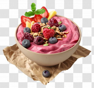 Smoothie Bowl - Smoothie Bowl With Fresh Berries And Granola Transparent PNG