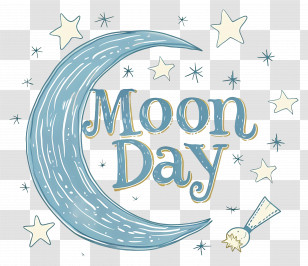 Moon Day - Moon Day Stars And Crescent Moon Illustration Transparent PNG