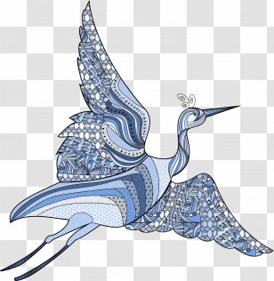 Cartoon Motif Bird Illustration - Costume Design - Decorative Blue Crane Transparent PNG