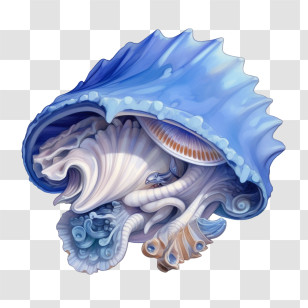 Seashell - Blue Shell With Intricate Design Transparent PNG