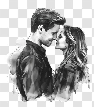Valentine Gift For Boyfriend - Romantic Couple In Black And White Transparent PNG
