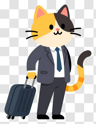 Business Cat With Suitcase Transparent PNG