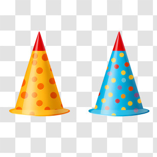 Birthday Hat - Pair Of Colorful Party Hats Transparent PNG