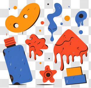 Brush - Artistic Paint Bottles And Splashes Transparent PNG