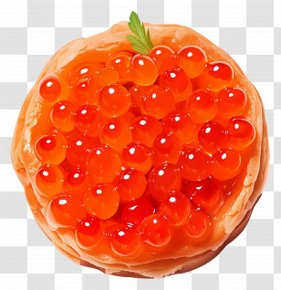Caviar In Tartlet - Salmon Roe Garnished On A Round Bread Base Illustration Transparent PNG