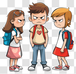 Bullying Prevention - Angry Kids With Backpacks Transparent PNG