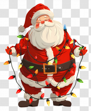 Santa Claus - Santa Claus Wrapped In Christmas Lights Transparent PNG