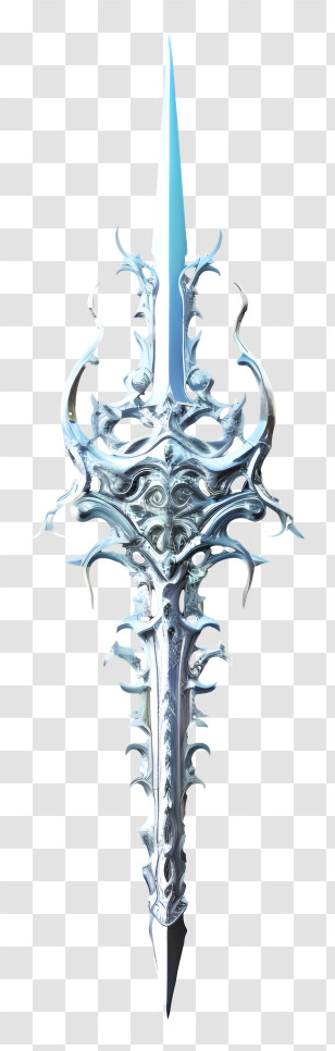 Diamond Sword Surrealist Fantasy - Ornate Silver Fantasy Sword Transparent PNG