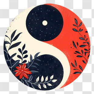 Yin Yang - Yin-Yang Symbol With Floral Decoration Transparent PNG