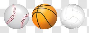 Sports Balls - Set Of Sports Balls Including Baseball, Basketball, And Volleyball Transparent PNG