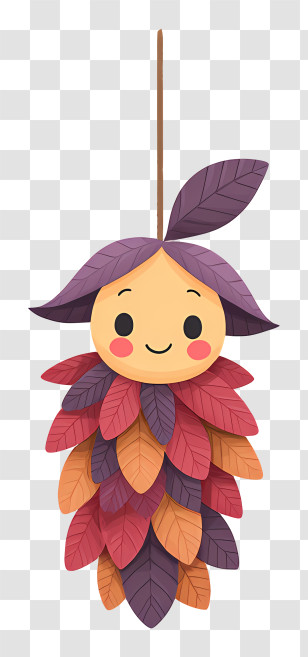 Bagworm - Cute Hanging Leaf Character Transparent PNG