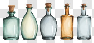 Glass Bottles - Rustic Vintage Glass Bottles Collection Transparent PNG