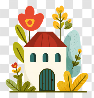 Garden Logo - Colorful Cartoon House Transparent PNG