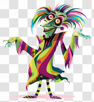 Beetlejuice - Crazy Colorful Cartoon Character Transparent PNG