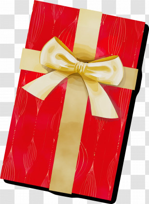Red Gift Wrapping Yellow Present Ribbon Transparent PNG