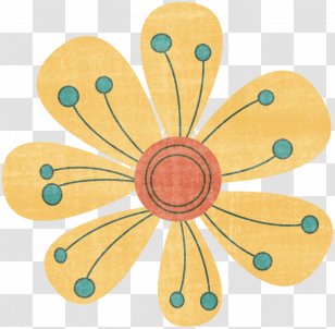 Watercolor Flower Background - Yellow - Teal Turquoise Transparent PNG