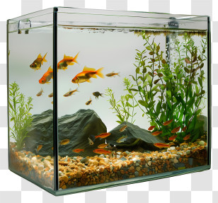 Fish Tank - Live Fish Aquarium With Plants And Pebbles Transparent PNG