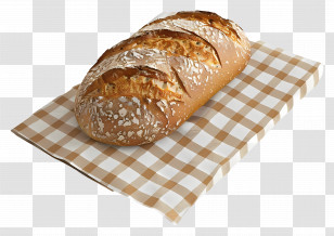 Brown Bread - Whole Grain Loaf Of Bread On Checkered Towel Transparent PNG