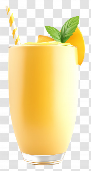 Mango Lassi - Yellow Drink With Straw Transparent PNG