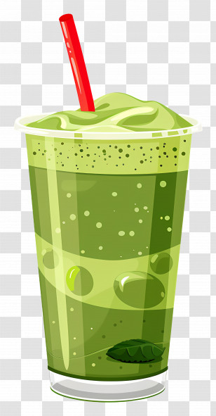 Matcha Drink - Green Smoothie Illustration In A Glass Cup Transparent PNG